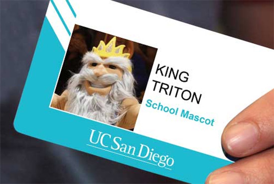 UC San Diego campus card mockup for the Triton mascot