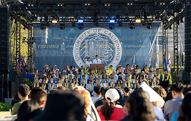 Members of UC San Diego's world-class faculty faced the newest Tritons as they formally welcomed them to the university's academic community. Speakers during this year's Convocation included Giulia Corno, president of the Graduate & Professional Student Association, and George Chi Loi Lo, president of Associated Students. (All photos by Erik Jepsen/University Communications)