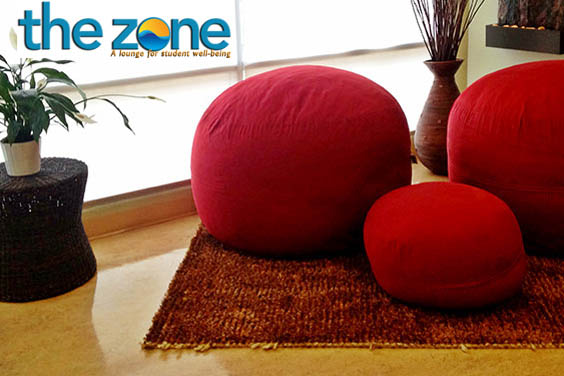 The Zone interior with big red pillows - UC San Diego